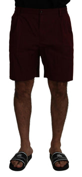 Dolce & Gabbana Maroon Cotton Bermuda Casual Shorts -   -  Dolce & Gabbana.